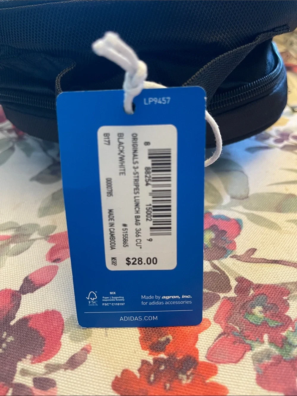 adidas Black and White Original Lunch Bag for Men